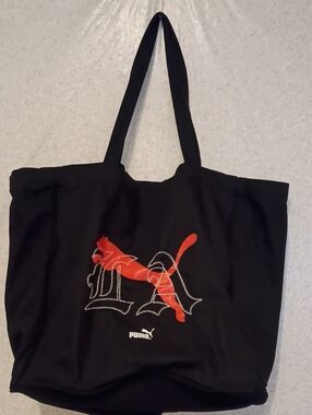 Puma Black Tote with Red Puma Motif
